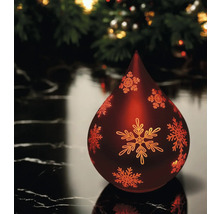 Boule de Noël rouge en forme de goutte avec motif de flocon de neige
