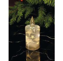 Bougie LED décorative en verre avec motif étoilé pour un éclairage d''ambiance