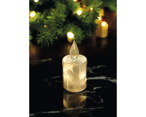 Dekorative LED Kerze aus Glas mit Flammeneffekt für Innenräume