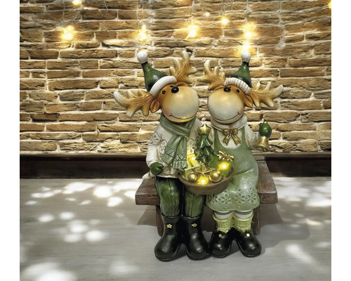 Couple d''élans décoratifs avec lumières pour la période de Noël