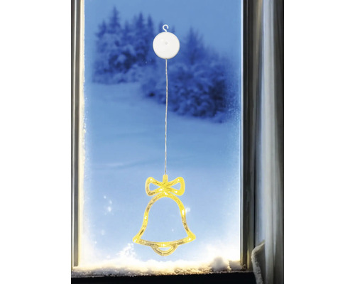 Fensterdekoration mit Glockenmotiv und Saugnapfaufhängung