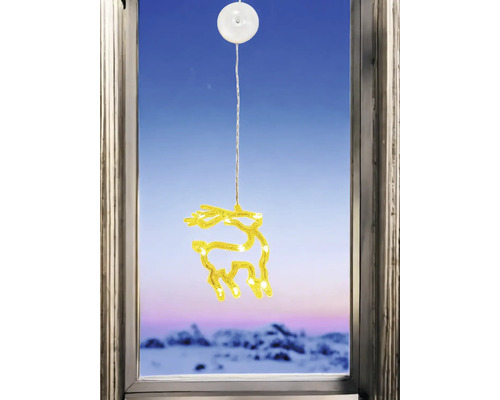 Beleuchteter Fensterhänger Rentier im Fenster