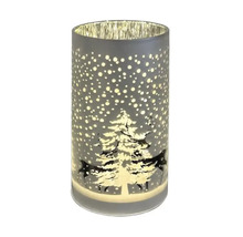 Photophore en verre avec motif sapin de Noël et renne