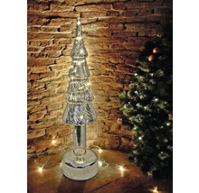 Sapin de Noël décoratif en verre avec éclairage, idéal pour une décoration festive