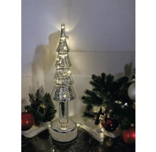 Sapin de Noël décoratif en verre avec éclairage sur table