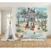 Chambre d''enfant avec tente, matelas et peinture murale avec motif de chien