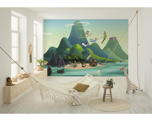 Chambre avec papier peint Peter Pan, hamac et accessoires décoratifs pour enfants