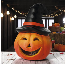 Dekorative Kürbisfigur mit Hexenhut für Halloween