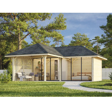 Pavillon de jardin avec terrasse, coin salon et chambre à coucher