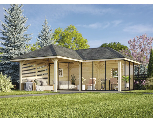 Pavillon de jardin avec coin salon et studio de maquillage en plein air