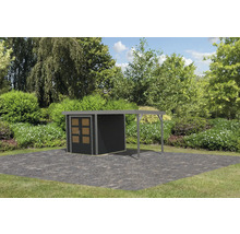 Gartenhaus Karibu Metalwood 2C Blech graualu inkl. Anbaudach 2,35 m 453 x 235 cm anthrazit