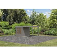 Gartenhaus Karibu Metalwood 2D inkl. Anbaudach 2,35 m 453 x 235 cm natur