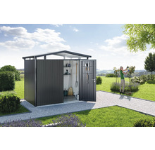 Gartenhaus biohort Panorama P1 mit Einzeltür, Regal und Dachrinne 273 x 158 cm dunkelgrau-metallic