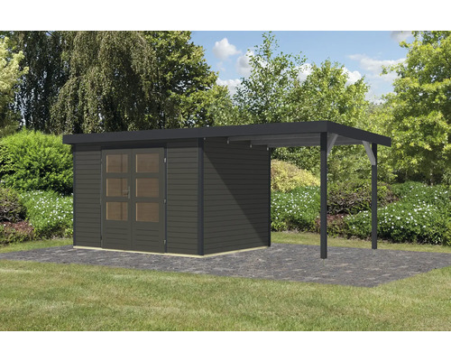 Abri de jardin avec annexe et double porte