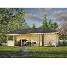 Pavillon de jardin avec barbecue, coin repas et coin salon extérieur