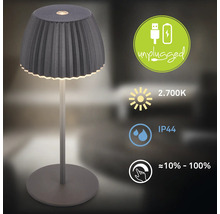 Tischleuchte mit Akku, Schutzart IP44 und Dimmfunktion