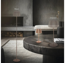 Szene mit drei unterschiedlich grossen Stehleuchten, Modellvarianten Mini, Classic und Maxi