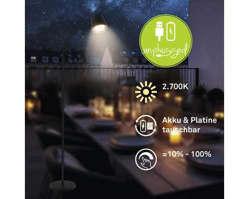 Stehleuchte mit wechselbarem Akku und Platine für den Aussenbereich.