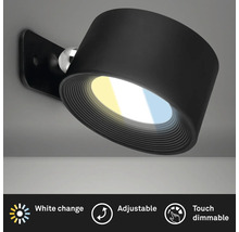 Schwarze Wandleuchte mit verstellbarer Lichtfarbe und Dimmfunktion