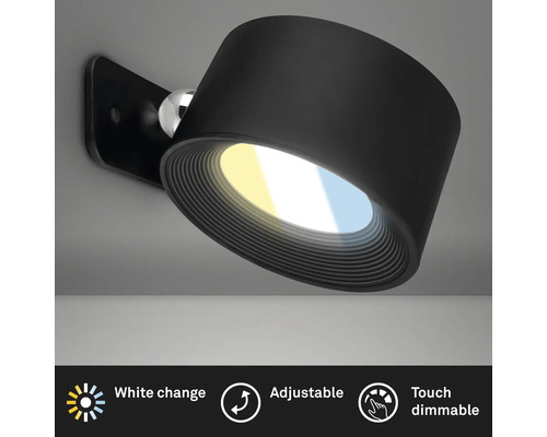 Schwarze Wandleuchte mit verstellbarer Lichtfarbe und Dimmfunktion