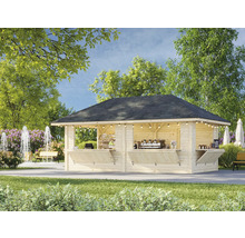 Kiosque en bois avec comptoir de vente à l''extérieur