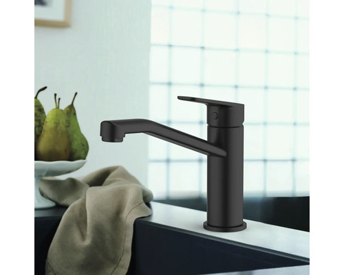 Mitigeur monocommande noir pour lavabo