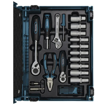 Boîte à outils Makita avec clés, pinces, tournevis et douilles