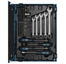 Jeu d''outils Makita dans une boîte à outils avec clés, tournevis et embouts