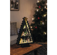 Sapin de Noël décoratif en bois avec éclairage LED sur une table