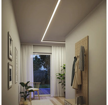 Flur mit Deckeneinbauleuchte, Garderobe, Pflanzen und Fenster