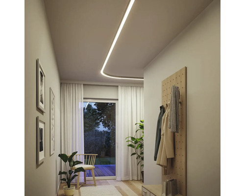 Flur mit Deckenleuchte, Garderobe und Pflanzen