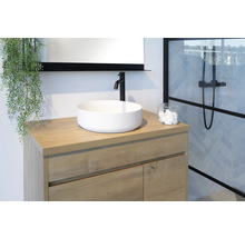 Meuble-lavabo de salle de bains avec vasque à poser, robinet et miroir