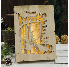Dekorative Holzlampe mit Waldmotiv und Mädchen, geeignet als Stimmungslicht