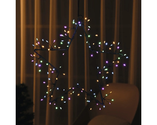 Dekorativer Stern mit bunten Lichtern zur festlichen Beleuchtung