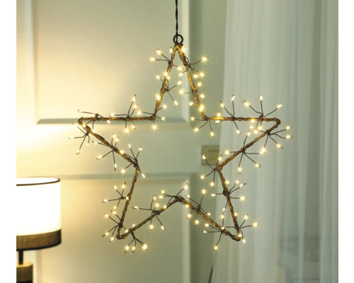 Dekorativer Stern mit warmweissen LED-Leuchten zur Innenraumgestaltung.