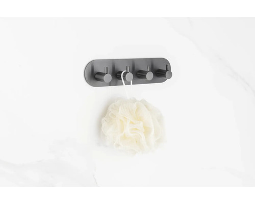 Portemanteau mural avec quatre crochets et fleur de douche