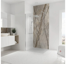 Salle de bain moderne avec douche à l'italienne, lavabo et miroir