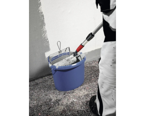 Seau de peinture avec rouleau à peinture, grille d''essorage et manche télescopique pour la peinture