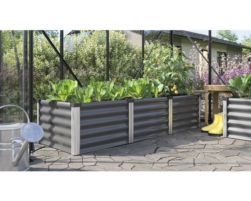 Jardinière surélevée avec légumes et accessoires de jardin à l''extérieur