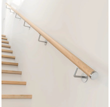 Main courante en bois avec support métallique dans un escalier
