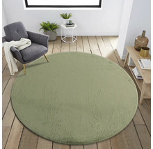 Exemple d''aménagement avec un tapis rond vert clair sur un plancher en bois