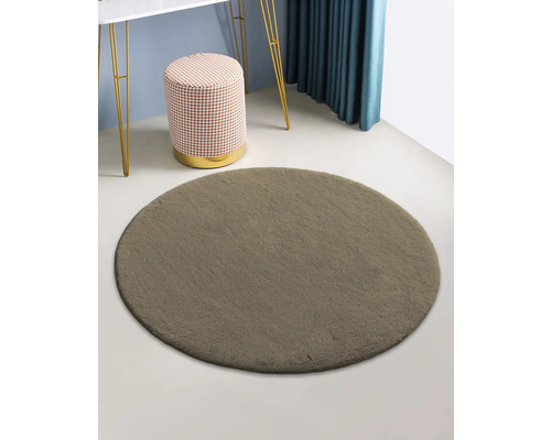 Tapis rond dans le salon avec table et tabouret