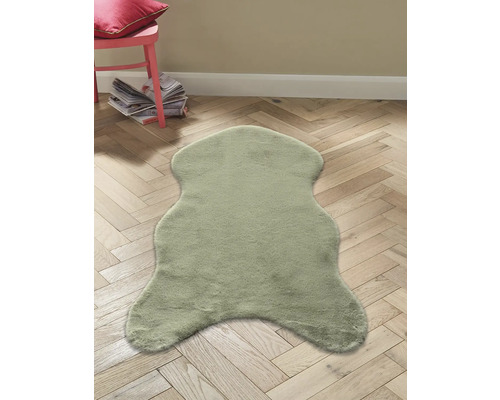 Fourrure décorative sur plancher en bois avec chaise et magazines en arrière-plan