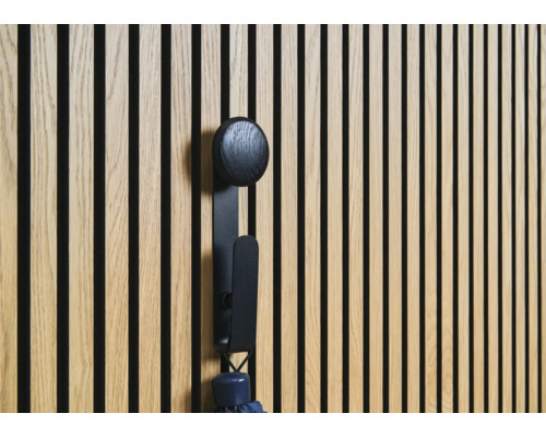 Panneau mural en bois avec crochet porte-manteau noir et parapluie