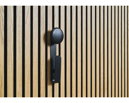 Panneau mural en bois avec patère noire