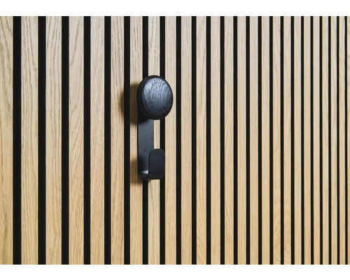 Panneau mural en bois avec crochet de garde-robe noir