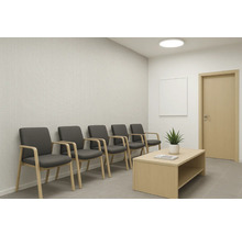 Salle d''attente avec chaises, table et plante