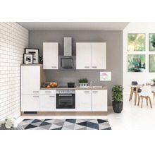 Cuisine complète sans appareils Flex Well Valero 270 cm couleur de façade blanc haute brillance - couleur du corps chêne Sonoma 00009158