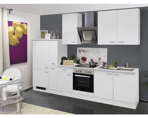 Cuisine complète sans appareils Flex Well Wito 300 cm couleur de façade blanc - couleur du corps blanc 00010067