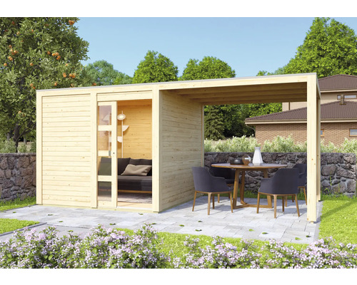 Gartenhaus Karibu Carlson 2 mit Schleppdach und selbstklebender Dachfolie 542,5 x 276 cm natur Gartenhaus Karibu Carlson 2 mit Schleppdach und selbstklebender Dachfolie 542,5 x 276 cm natur